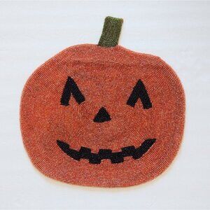 Vintage 2005 Target Halloween Beaded Charger 15 X 15 Pumpkin Jack O Lantern